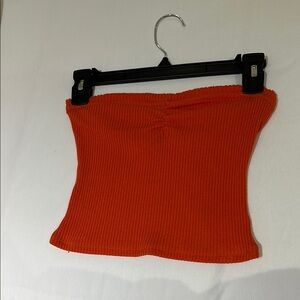 Orange Ribbed Tube Top
